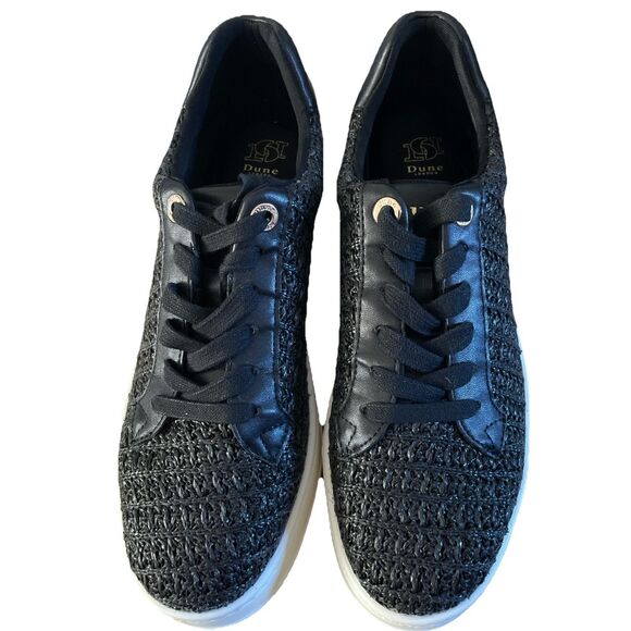 New Dune London Episode Platform  Sneaker Blac Raffia Platform Cushioned 40/10 - Picture 4 of 6